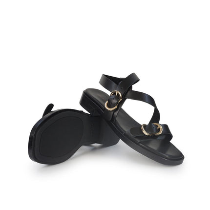 Frau Sandalo Basso Donna in Pelle Nera 87M6 LONDON BLACK Frau 
