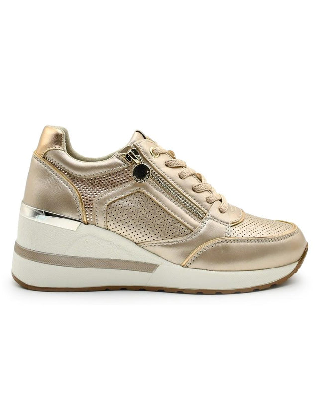Stonefly Sneackers Donna con Zeppa in Pelle Taupe 222459 MINA LAMINATO Stonefly 