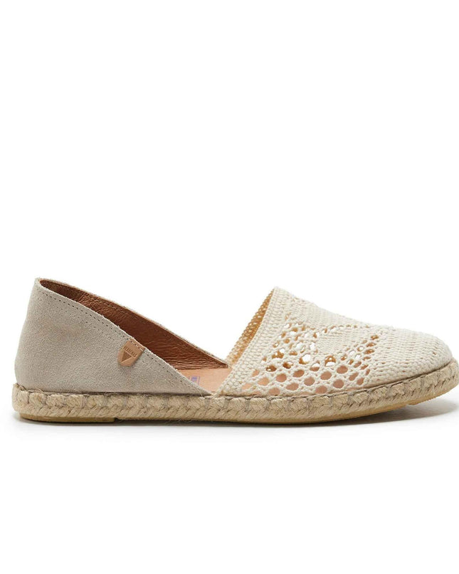 Verbenas Espadrillas Bassa da Donna in Tessuto Bianco CARMEN CROCHET CRUDO Verbenas 
