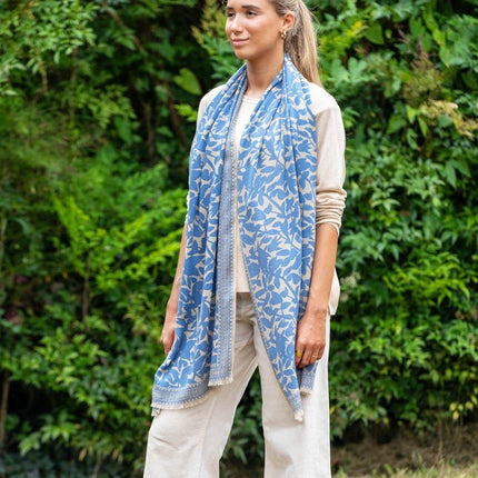 Foulard in Lana Misto Seta Azzurro ASW52F AZUL Colores de Otono 