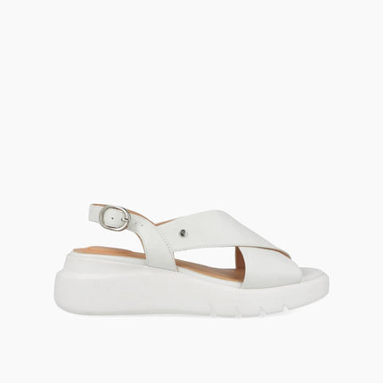 Impronte Sandali Donna con Zeppa in Pelle Bianco VENEZIA CROSS OFF WHITE Impronte 