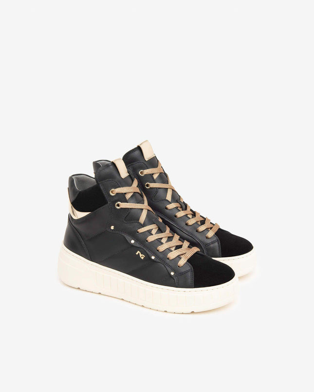Sneakers Alta Donna Platform Pelle Nero I411633D NERO 100 Nero Giardini 