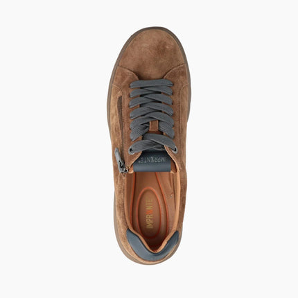 Impronte Sneakers Uomo Lacci e Zip in Camoscio Cognac - MARIO SPATARELLA