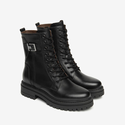 Nero Giardini Anfibi Donna in Pelle Nero - MARIO SPATARELLA