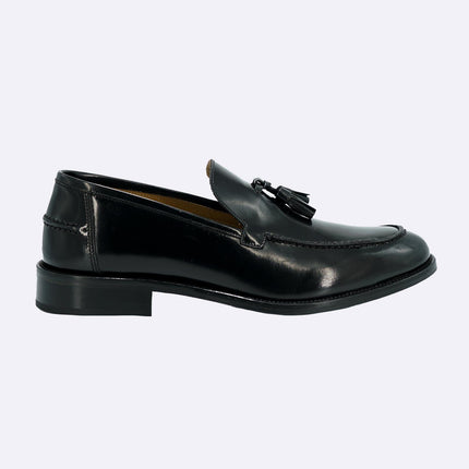 Mocassini Uomo in Pelle Nero Fondo Cuoio con Nappine Elegante Cerimonia Sposo PIANTA 7 NERO LUX Rogal's 