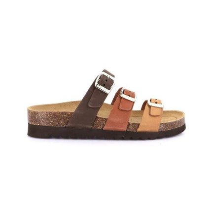 Grunland Sandalo Plantare Sughero Bio Donna in Nabuk Marrone Multicolor CB1821 HOLA MARRONE Grunland 