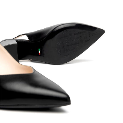 NeroGiardini Chane Mary Janel Sling Back con Tacco Largo in Pelle Nera - MARIO SPATARELLA