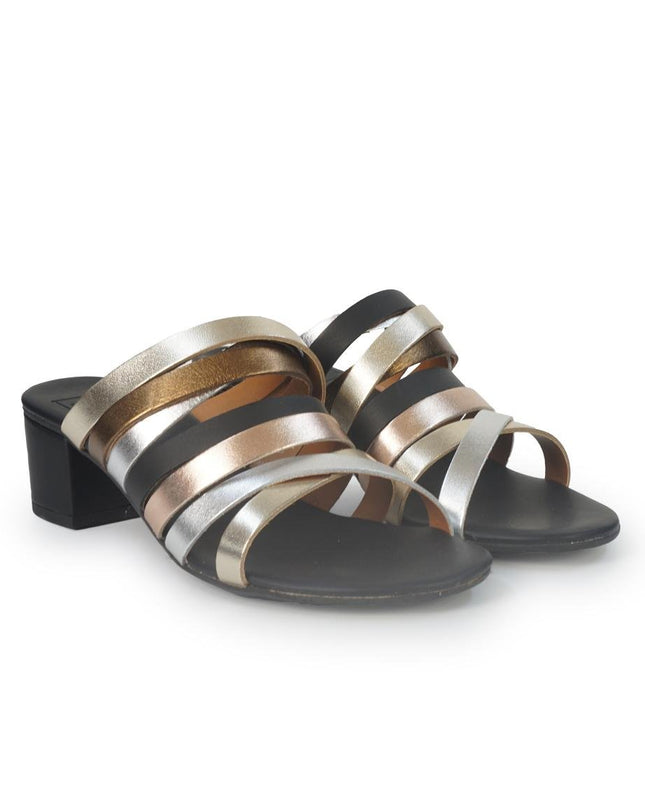 Luis Anne Sandali Sabot Donna in Pelle Nera Multicolor - MARIO SPATARELLA