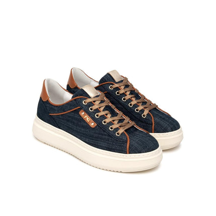 NeroGiardini Sneakers Donna in Pelle e Tessuto Blu - MARIO SPATARELLA