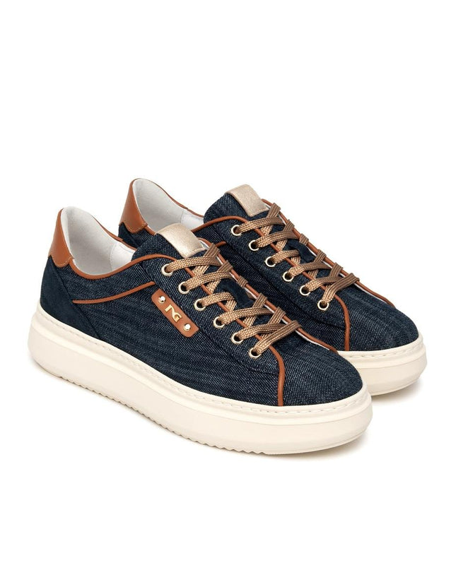 NeroGiardini Sneakers Donna in Pelle e Tessuto Blu - MARIO SPATARELLA