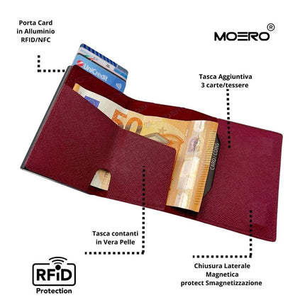 Moero Pro Saffiano Bordeaux Zip Portafoglio Slim PRO SAFFIANO BORDEAUX ZIP BORDO Moero 