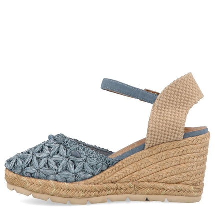 O - Joo Espadrillas Donna con Zeppa in Tessuto Blu - MARIO SPATARELLA