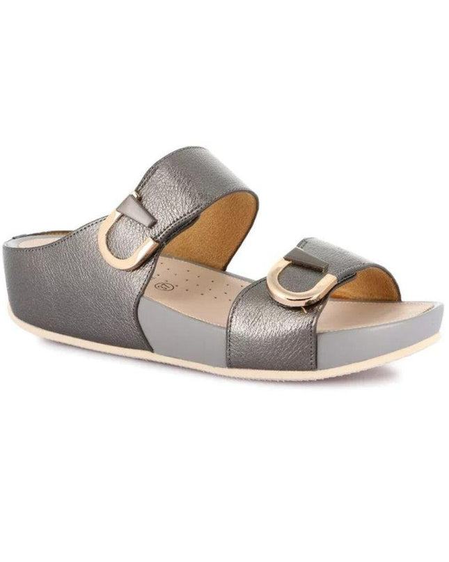 Grunland Sandalo Donna Ciabatta Confort con Velcro in Tessuto Antracite - MARIO SPATARELLA