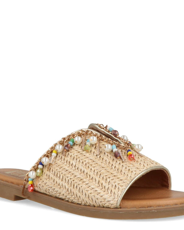 O-Joo Sandalo Flat Donna in Tessuto Sabbia Multicolor MILEY CARRIBEAN NATURAL O-JOO 