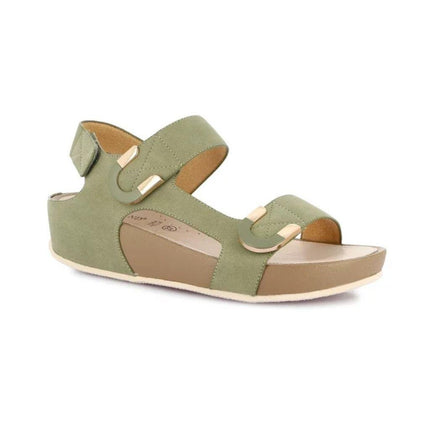 Grunland Sandalo Donna Ciabatta Confort con Velcro in Tessuto Oliva - MARIO SPATARELLA