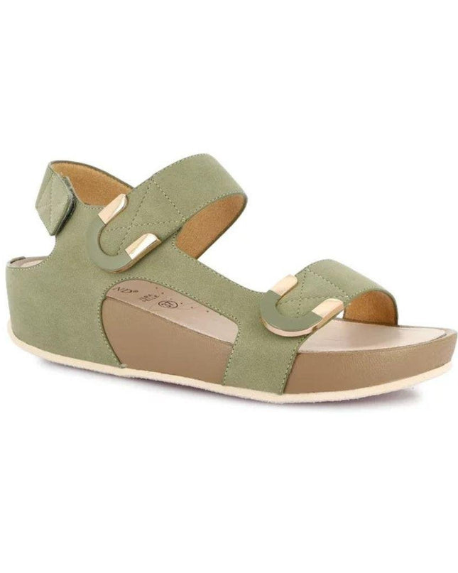 Grunland Sandalo Donna Ciabatta Confort con Velcro in Tessuto Oliva - MARIO SPATARELLA