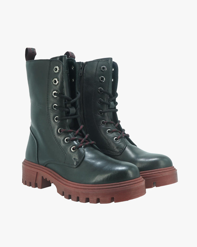 Anfibi Donna in Pelle Nera SEATTLE LACE HI BLACK / BRICK Wrangler 