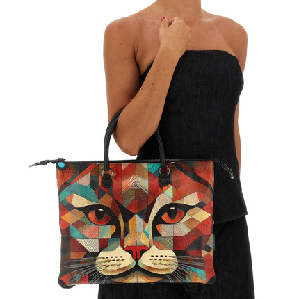Gabs Borsa Convertibile e Trasformabile con Tracolla in Tessuto Fantasia Gatto Rosso G3 PLUS TG M GATTO ROSSO Gabs 