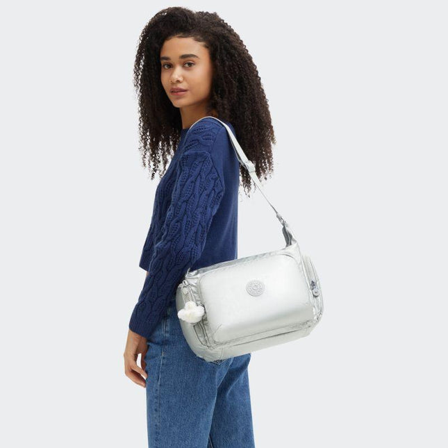 Borse Tracolla Multitasche Metallic Argento GABB NEW BRIGHT METALLIC Kipling 