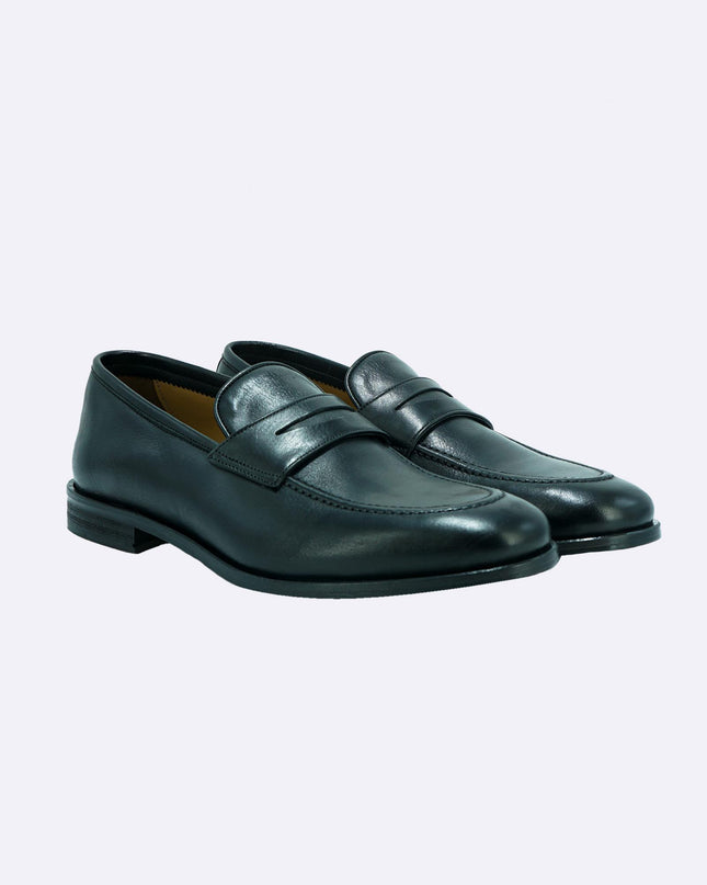 Mocassino College in Pelle Nero Fondo Cuoio Elegante GOLD 1 NERO Rogal's 