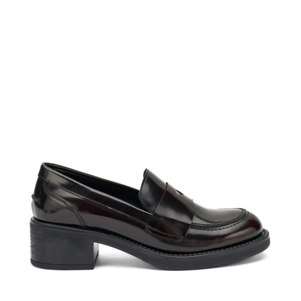 Frau Mocassini Donna con Tacco in Pelle Bordo 82U1 BRUSH BORDO Frau 