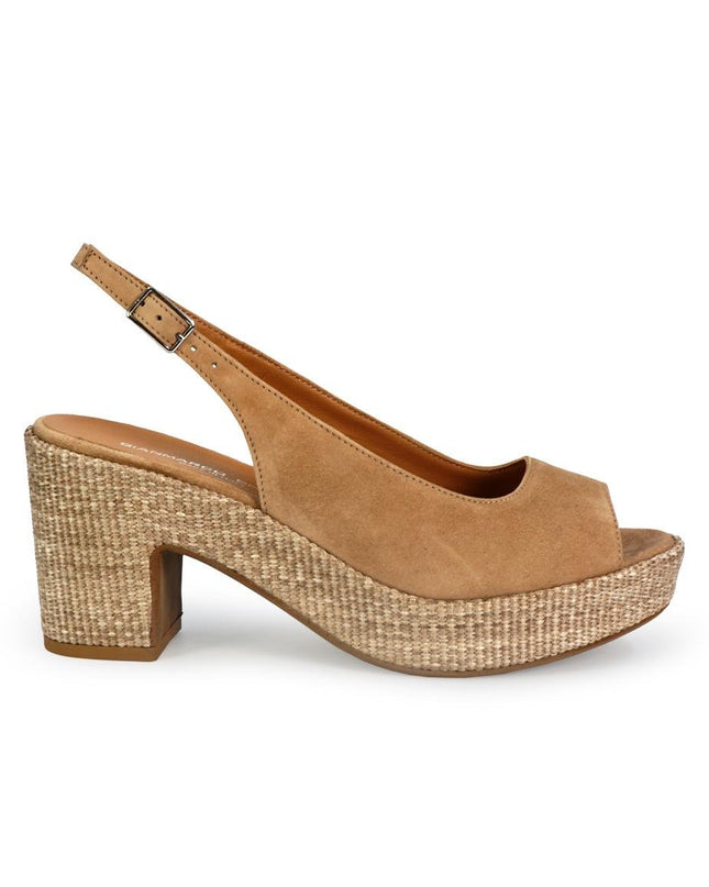 Gianmarco Sorelli Sandalo Donna con Tacco e Plateau in Camoscio Beige - MARIO SPATARELLA