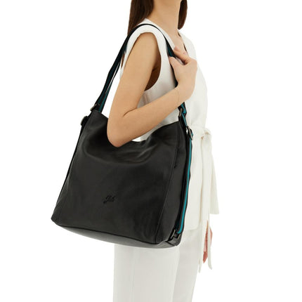 Gabs Borsa Zaino Convertibile e Trasformabile  in Pelle Nera AISSA TG L BLACK Gabs 