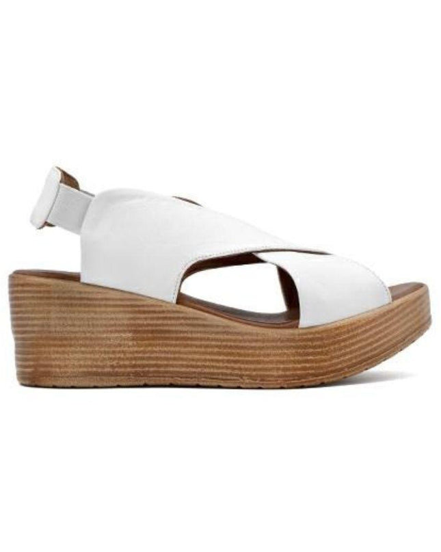 Bueno Sandali Donna con Zeppa in Pelle Bianca L3402 WHITE Bueno 