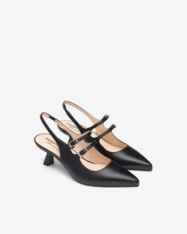 Nero Giardini Chanel a Punta in Pelle Nera Tacco Rocchetto E512252DE NERO 100 Nero Giardini 