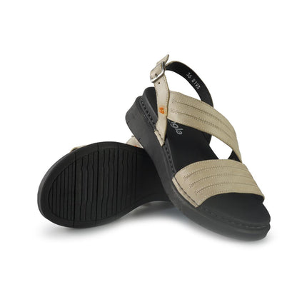 Jungla Sandali Donna Zeppa Bassa in Pelle Bianco Off 8193 BEACH Jungla 