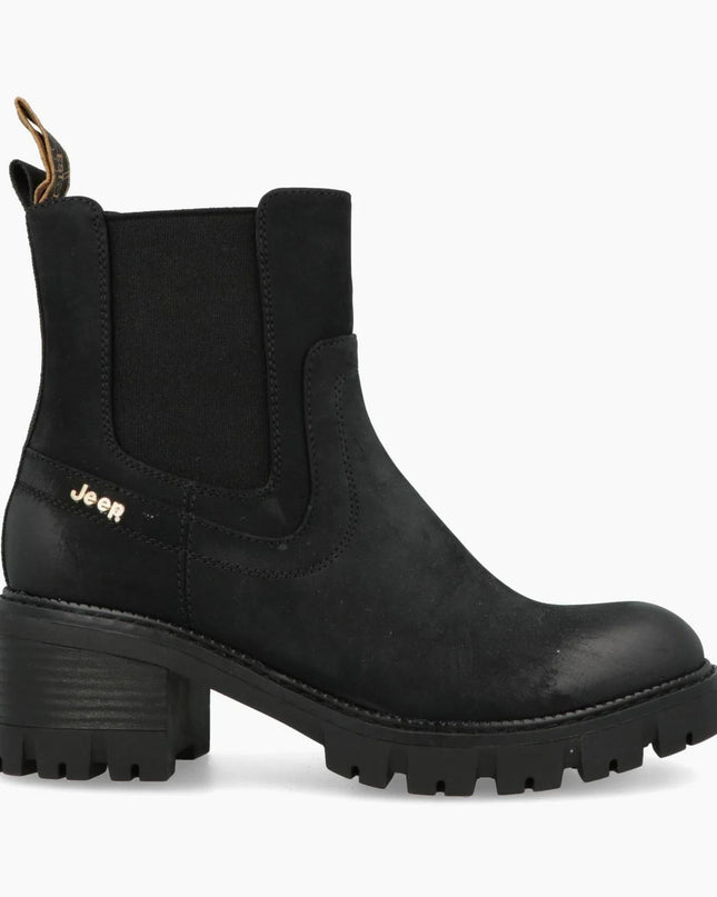 Jeep Stivaletti Donna con Tacco Nero RAVEN CHELSEA NBK BLACK Jeep Footwear 