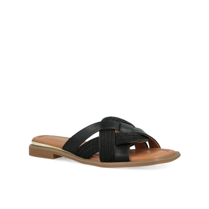 Impronte Sandalo Flat Donna in Tessuto Nero SERENELLA BRAID BLACK Impronte 