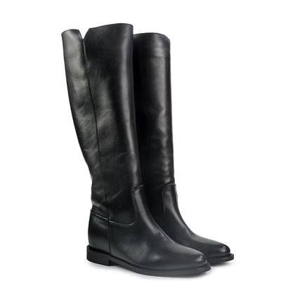 Spatarella Stivali Donna con Zeppa Tubolare in Pelle Nero BZ131 BLACK Spatarella 