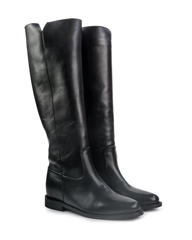 Spatarella Stivali Donna con Zeppa Tubolare in Pelle Nero BZ131 BLACK Spatarella 