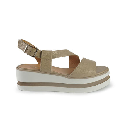 Gianmarco Sorelli Sandalo Donna Platform con Zeppa in Pelle Beige - MARIO SPATARELLA