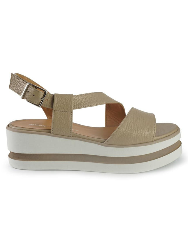 Gianmarco Sorelli Sandalo Donna Platform con Zeppa in Pelle Beige - MARIO SPATARELLA