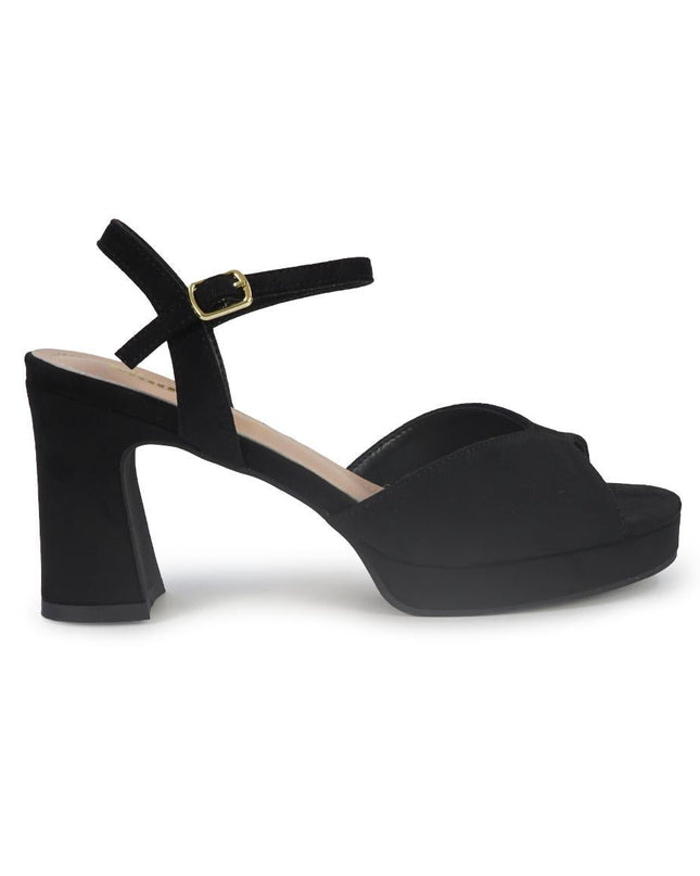 ClaudV Sandali Donna con Tacco e Plateau in Camoscio Nero - MARIO SPATARELLA