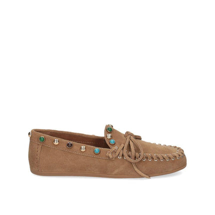 Inuovo Mocassino Donna con Pietre Multi in Camoscio Tabacco Cuoio 29002 SIGARO Inuovo 