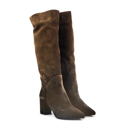 Spatarella Stivali Donna a Punta con Tacco in Camoscio Marrone LP111 BROWN Spatarella 
