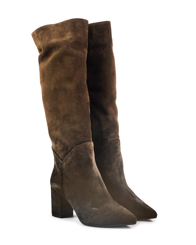 Spatarella Stivali Donna a Punta con Tacco in Camoscio Marrone LP111 BROWN Spatarella 