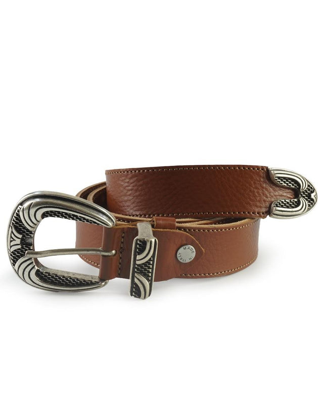 Spatarella Cintura Donna in Pelle Cuoio con Fibbia Texana - MARIO SPATARELLA