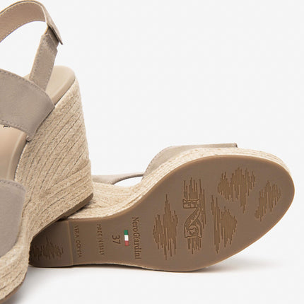 Nero Giardini Sandali Donna con Zeppa Corda in Camoscio Creta E513590D CRETA 451 Nero Giardini 
