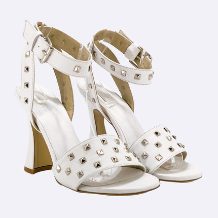 Sandali Donna in Pelle Bianco con Tacco Alto Rocchetta ROCK 3 BIANCO Tattoo 