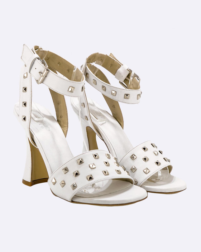 Sandali Donna in Pelle Bianco con Tacco Alto Rocchetta ROCK 3 BIANCO Tattoo 