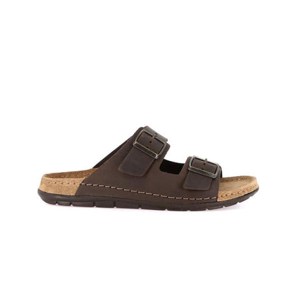 Grunland Sandali Uomo Plantare Sughero Doppia Fibbia in Nabuk Moro CI2500 SIRU BROWN Grunland 