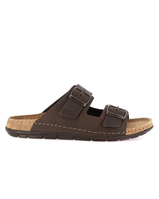 Grunland Sandali Uomo Plantare Sughero Doppia Fibbia in Nabuk Moro CI2500 SIRU BROWN Grunland 