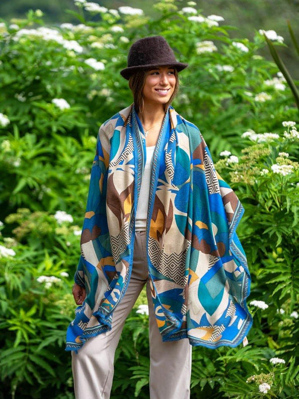 Foulard in Lana Misto Seta Blu ASW56F AZUL OSCURO Colores de Otono 