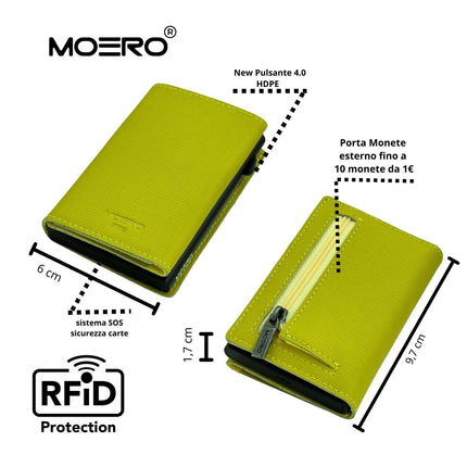 Moero Pro Saffiano Lime Zip Portafoglio Slim PRO SAFFIANO LIME ZIP LIME Moero 