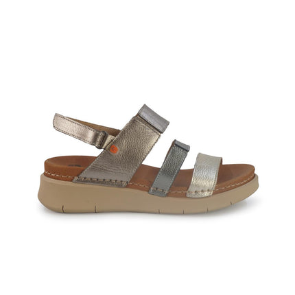 Jungla Sandali Donna Zeppa Bassa in Pelle Laminata Multicolor Champagne 8192 CHAMPAGNE MULTI Jungla 