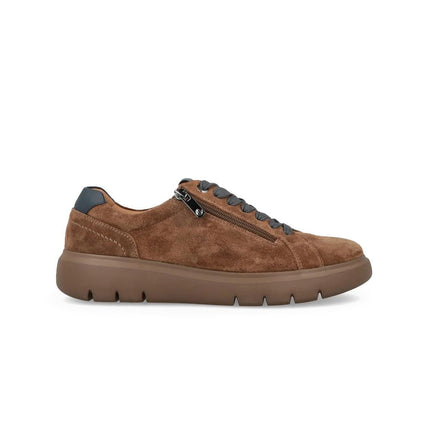 Impronte Sneakers Uomo Lacci e Zip in Camoscio Cognac - MARIO SPATARELLA